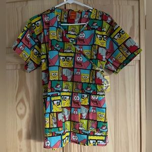 NEW SpongeBob SquarePants Scrub Top Women’s Medium~Nickelodeon Scrubs